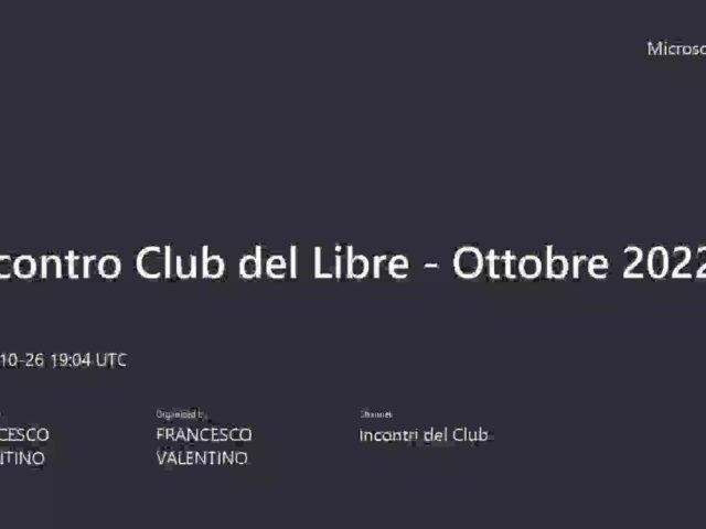 Club del libro – Incontro di Ottobre 2022